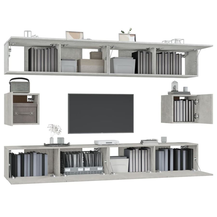 -Delige Tv-Meubelset Bewerkt Hout 100 x 30 x 30 cm Betongrijs