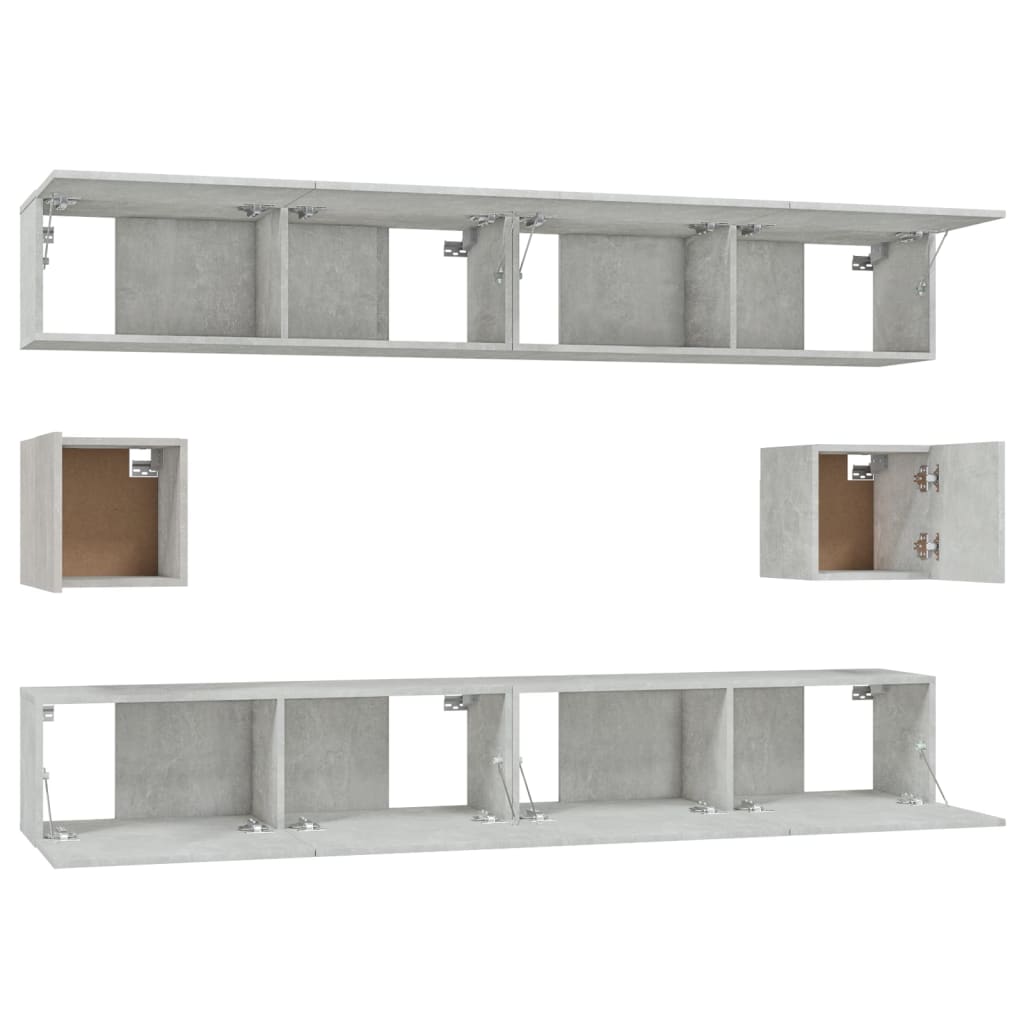 -Delige Tv-Meubelset Bewerkt Hout 100 x 30 x 30 cm Betongrijs