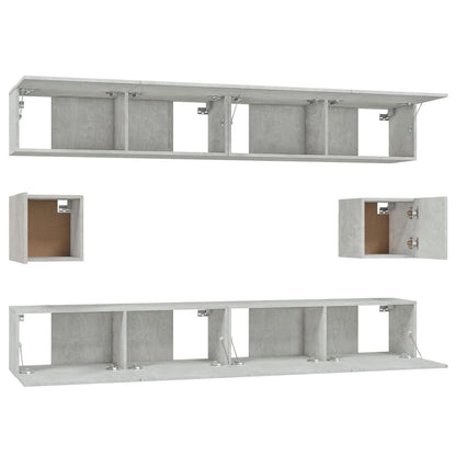-Delige Tv-Meubelset Bewerkt Hout 100 x 30 x 30 cm Betongrijs
