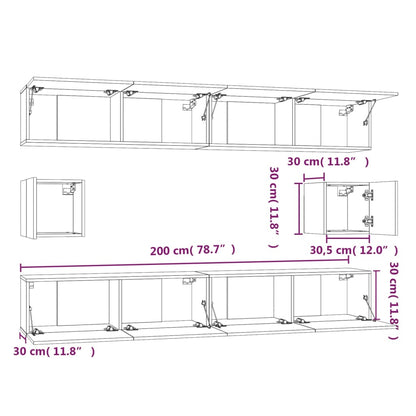 -Delige Tv-Meubelset Bewerkt Hout 100 x 30 x 30 cm Betongrijs