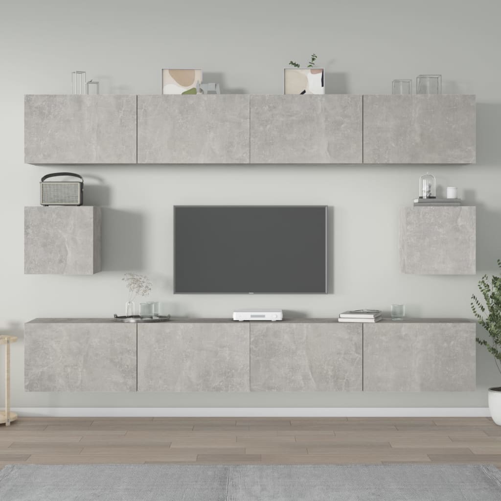 -Delige Tv-Meubelset Bewerkt Hout 100 x 30 x 30 cm Betongrijs