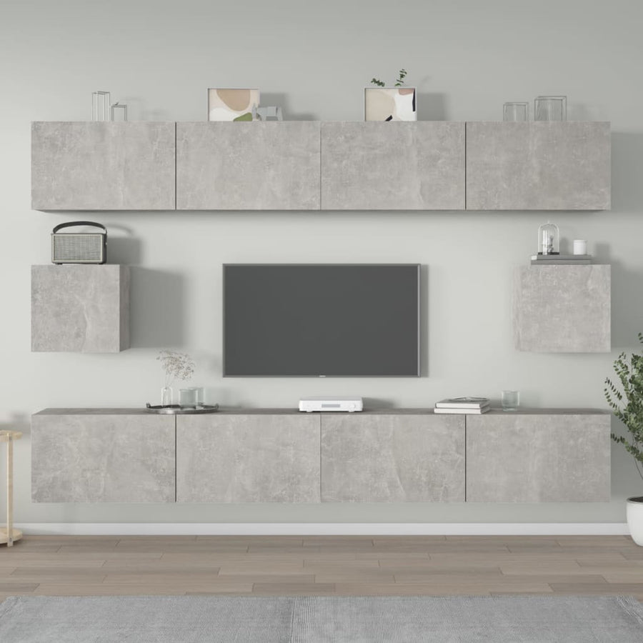 -Delige Tv-Meubelset Bewerkt Hout 100 x 30 x 30 cm Betongrijs