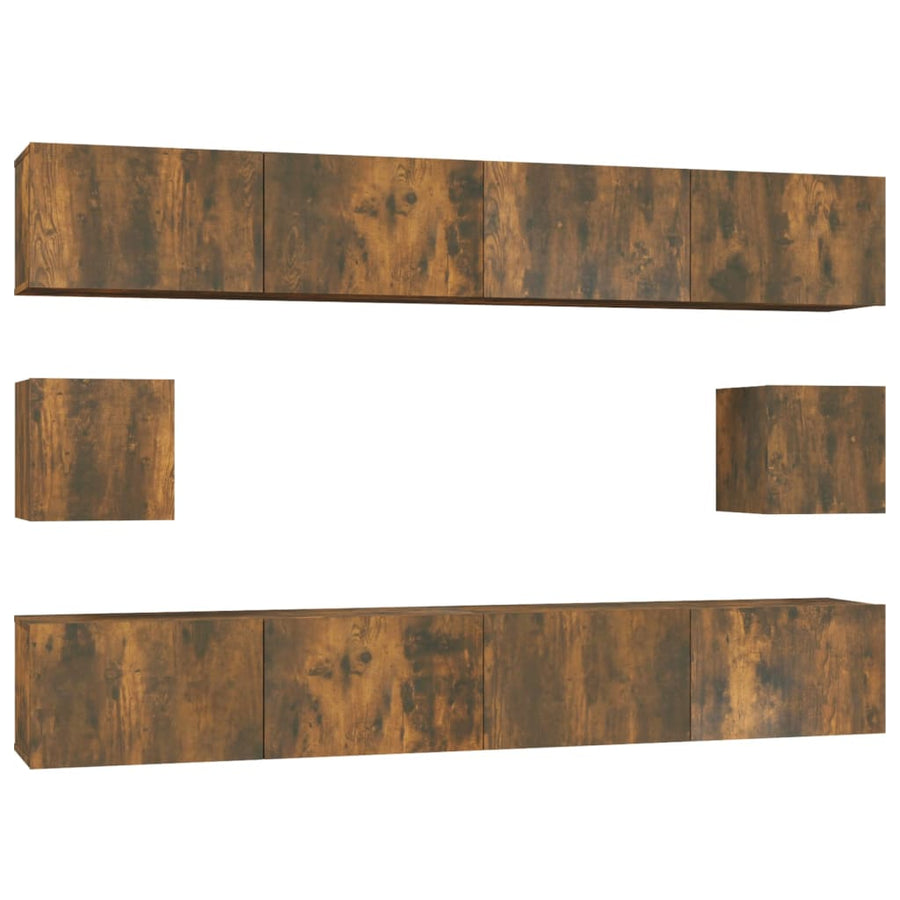6-Delige Tv-Meubelset Bewerkt Hout Kleurig 100 cm