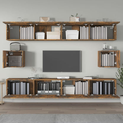 6-Delige Tv-Meubelset Bewerkt Hout Kleurig 100 cm