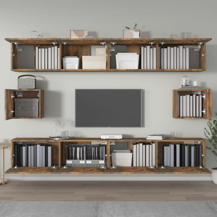 6-Delige Tv-Meubelset Bewerkt Hout Kleurig 100 cm