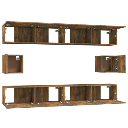 6-Delige Tv-Meubelset Bewerkt Hout Kleurig 100 cm