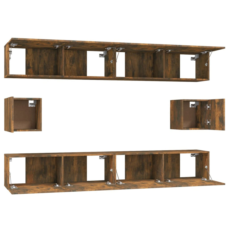 6-Delige Tv-Meubelset Bewerkt Hout Kleurig 100 cm