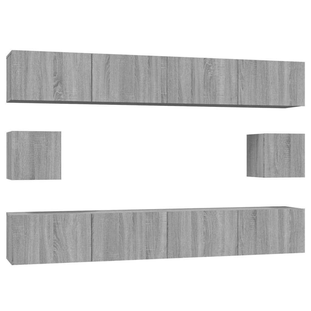 -Delige Tv-Meubelset Bewerkt Hout Eikenkleurig 100 x 30 x 30 cm Grijs sonoma
