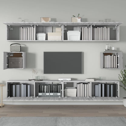 -Delige Tv-Meubelset Bewerkt Hout Eikenkleurig 100 x 30 x 30 cm Grijs sonoma