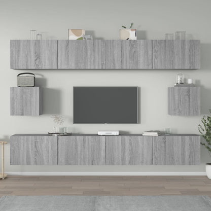 -Delige Tv-Meubelset Bewerkt Hout Eikenkleurig 100 x 30 x 30 cm Grijs sonoma