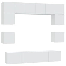 8-Delige Tv-Meubelset Bewerkt Hout 80 cm Wit