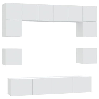 8-Delige Tv-Meubelset Bewerkt Hout 80 cm Wit