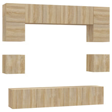 8-Delige Tv-Meubelset Bewerkt Hout Kleurig 80 cm Sonoma eiken