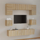Tv-meubelset 80 cm bewerkt hout sonoma eiken