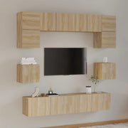 Tv-meubelset 80 cm bewerkt hout sonoma eiken