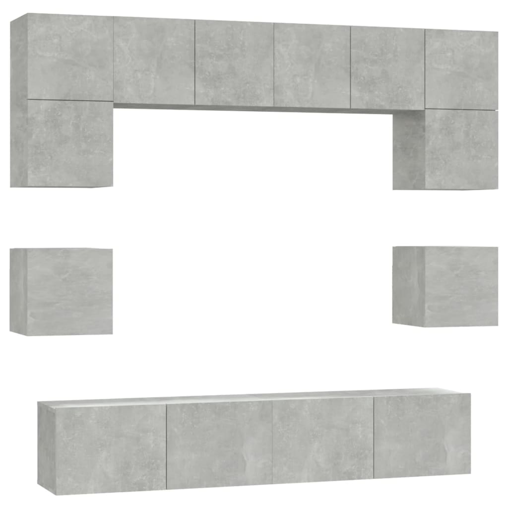 -Delige Tv-Meubelset Bewerkt Hout 80 x 30 x 30 cm Betongrijs