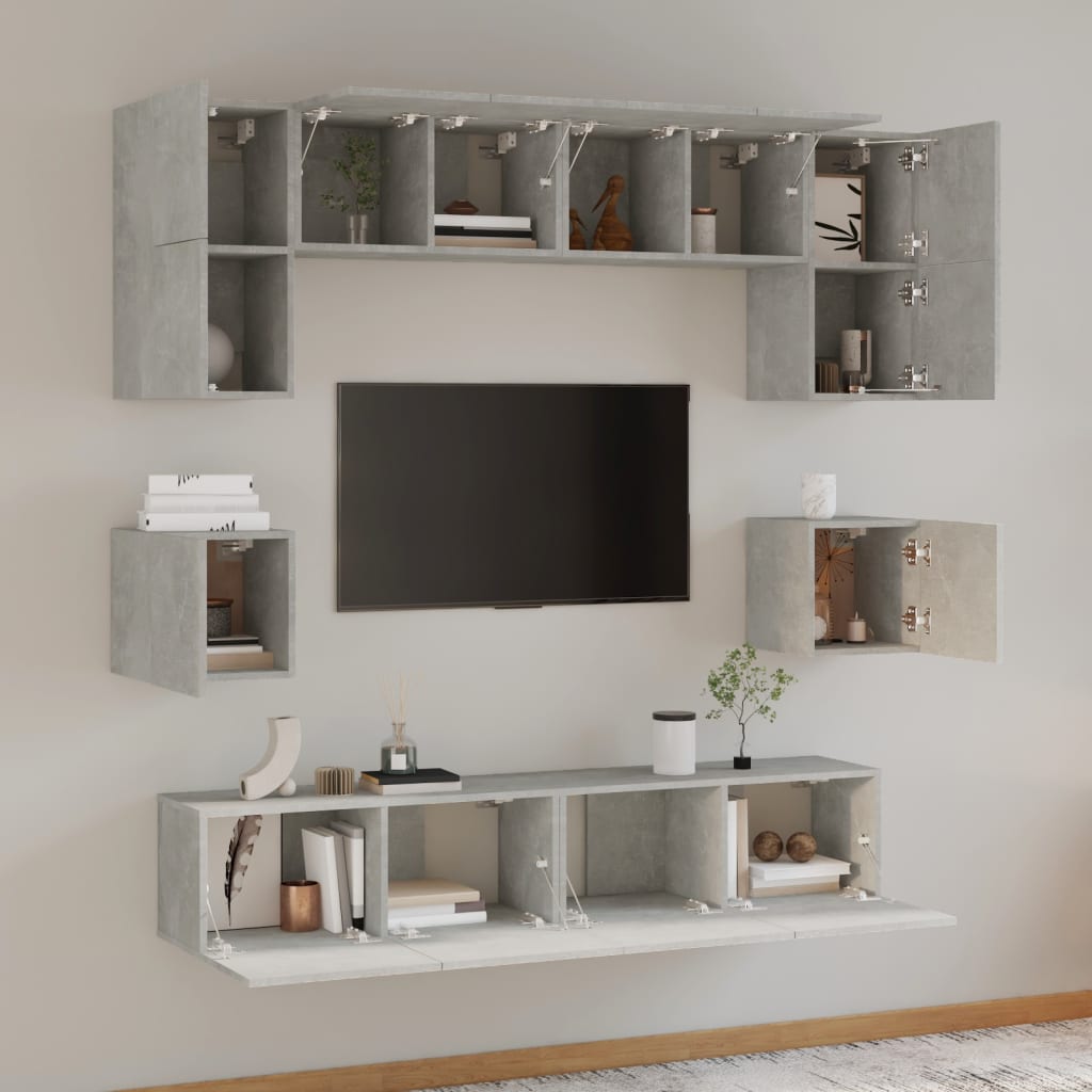 -Delige Tv-Meubelset Bewerkt Hout 80 x 30 x 30 cm Betongrijs