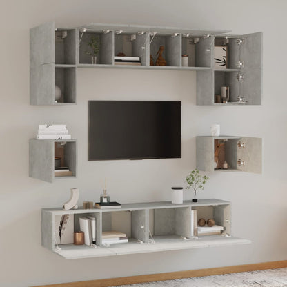 -Delige Tv-Meubelset Bewerkt Hout 80 x 30 x 30 cm Betongrijs