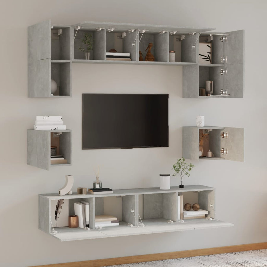 -Delige Tv-Meubelset Bewerkt Hout 80 x 30 x 30 cm Betongrijs