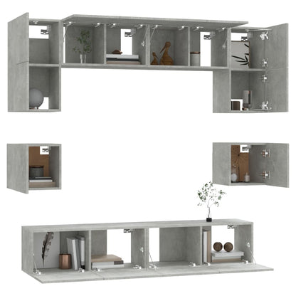 -Delige Tv-Meubelset Bewerkt Hout 80 x 30 x 30 cm Betongrijs