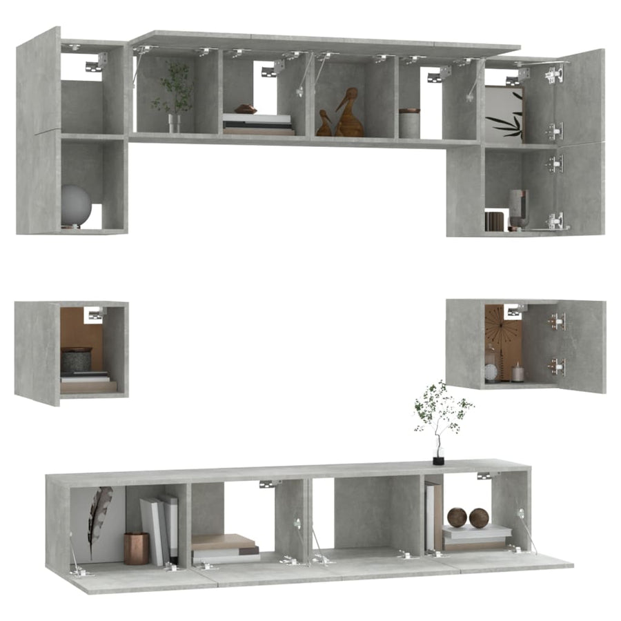 -Delige Tv-Meubelset Bewerkt Hout 80 x 30 x 30 cm Betongrijs