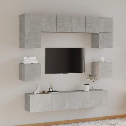 -Delige Tv-Meubelset Bewerkt Hout 80 x 30 x 30 cm Betongrijs