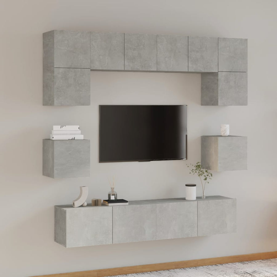 -Delige Tv-Meubelset Bewerkt Hout 80 x 30 x 30 cm Betongrijs