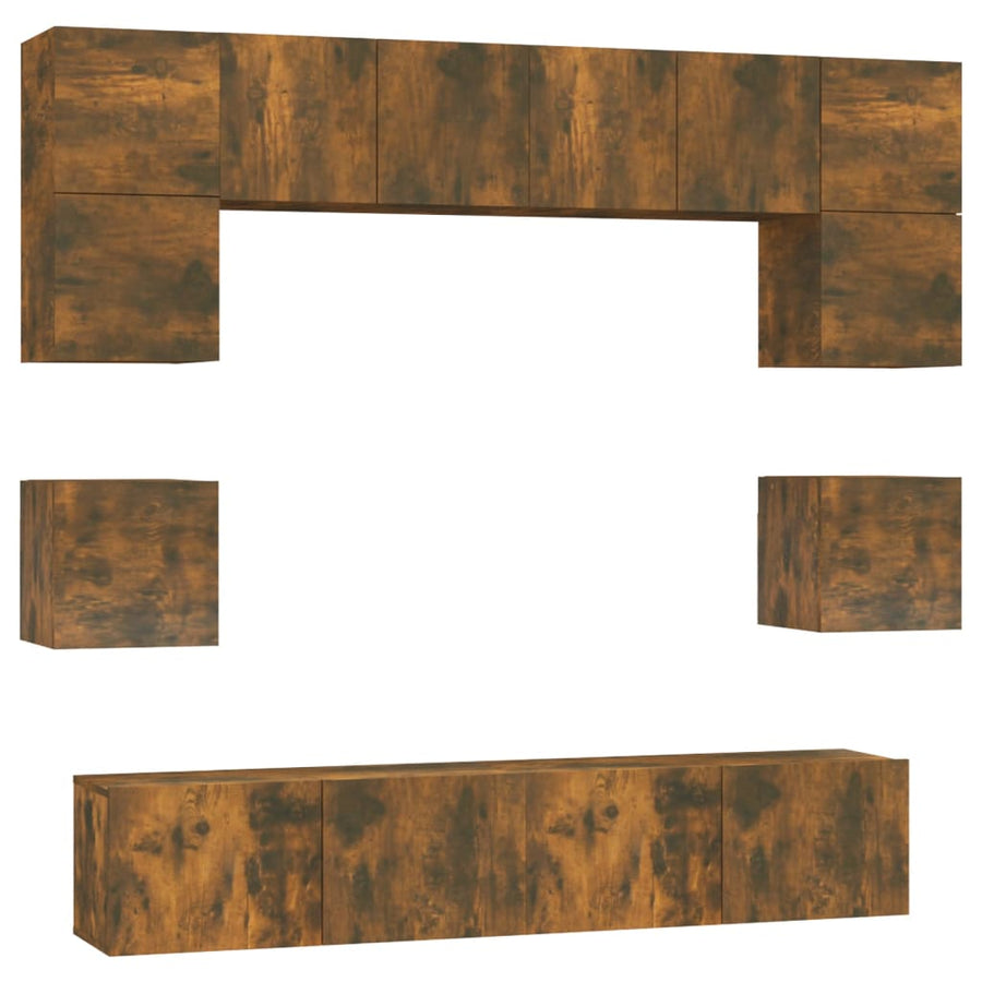 8-Delige Tv-Meubelset Bewerkt Hout Kleurig 80 cm