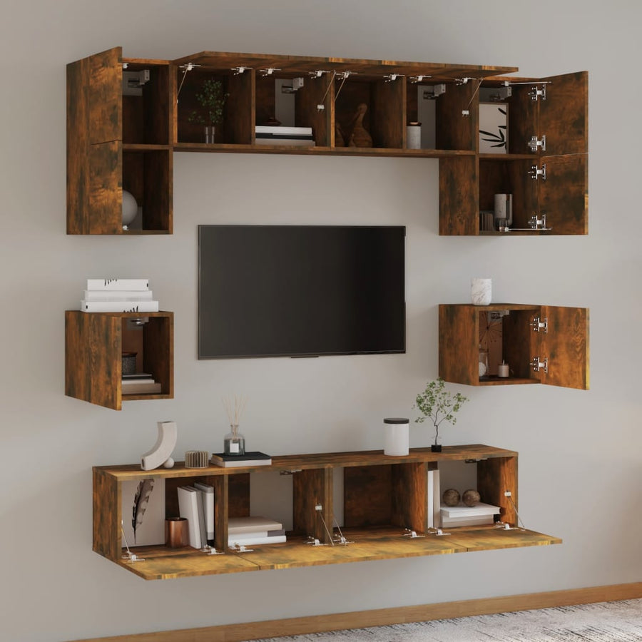 8-Delige Tv-Meubelset Bewerkt Hout Kleurig 80 cm