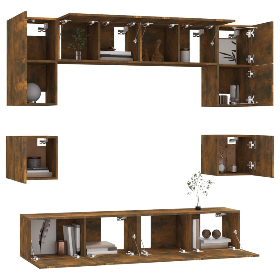 8-Delige Tv-Meubelset Bewerkt Hout Kleurig 80 cm