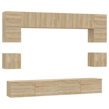 8-Delige Tv-Meubelset Bewerkt Hout Kleurig 100 cm Sonoma eiken
