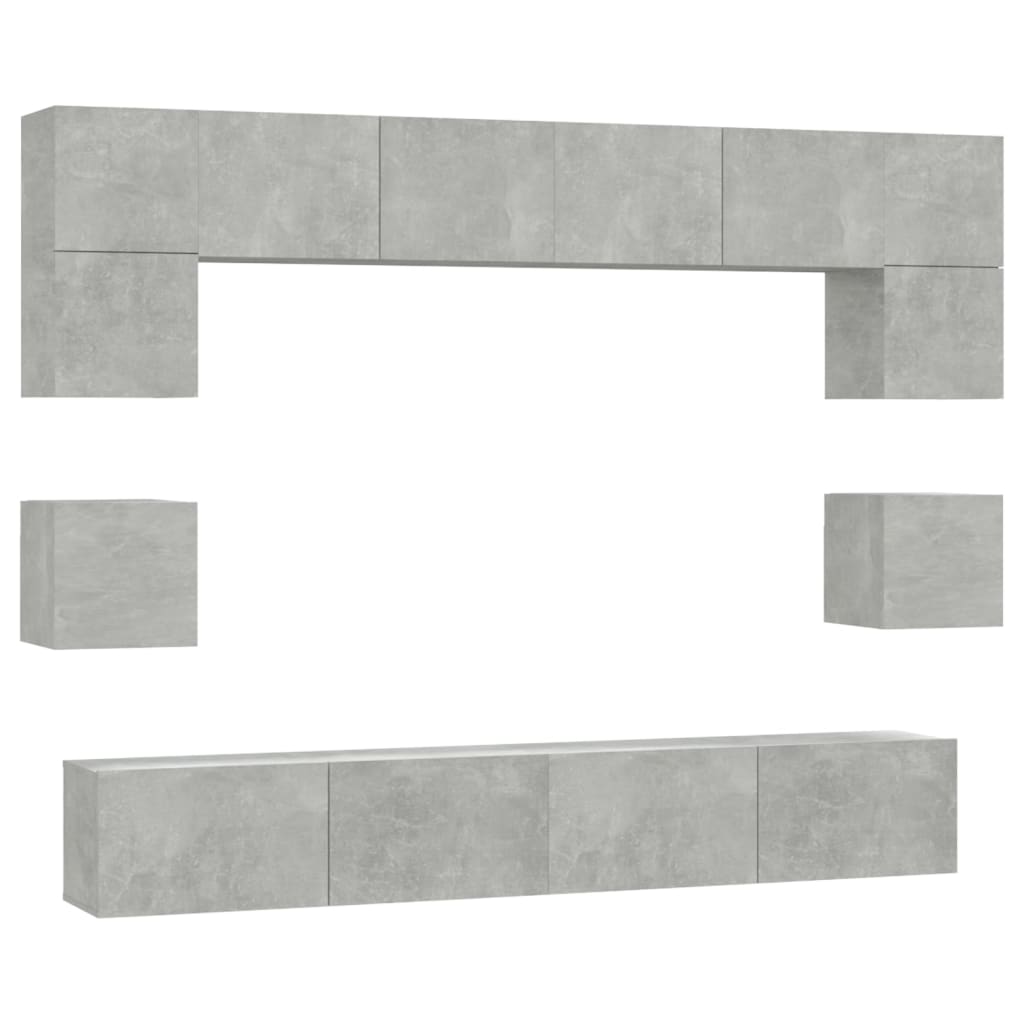 -Delige Tv-Meubelset Bewerkt Hout 100 x 30 x 30 cm Betongrijs
