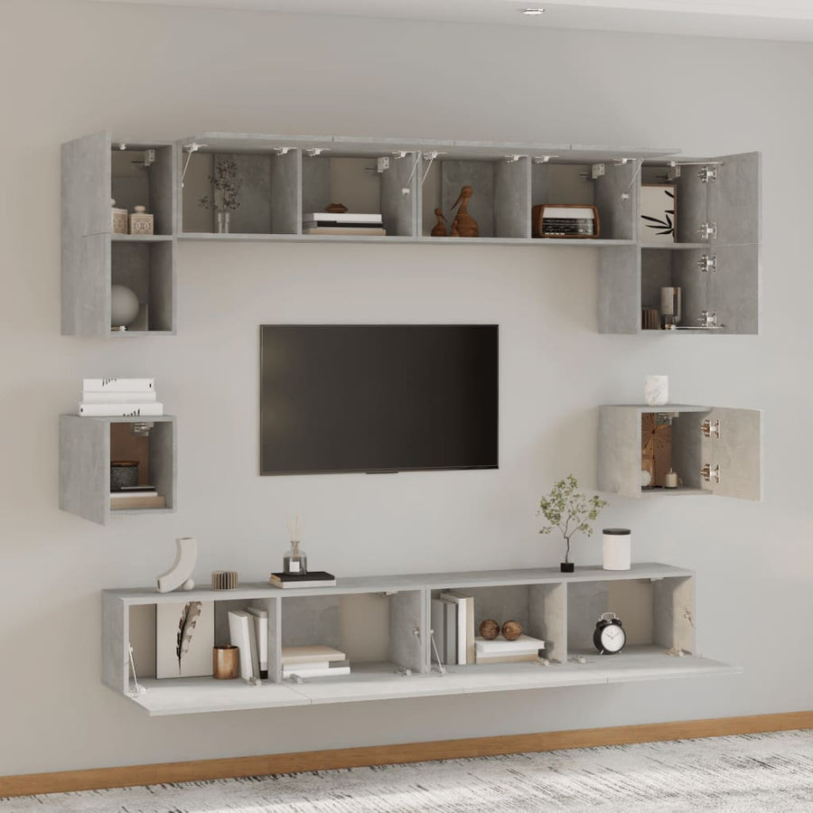-Delige Tv-Meubelset Bewerkt Hout 100 x 30 x 30 cm Betongrijs