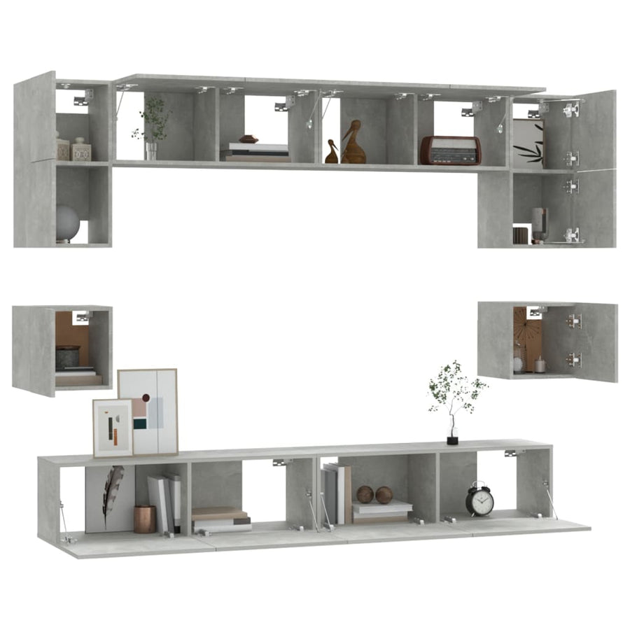 -Delige Tv-Meubelset Bewerkt Hout 100 x 30 x 30 cm Betongrijs