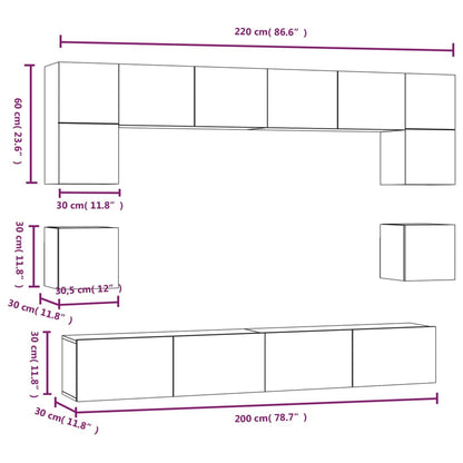 -Delige Tv-Meubelset Bewerkt Hout 100 x 30 x 30 cm Betongrijs