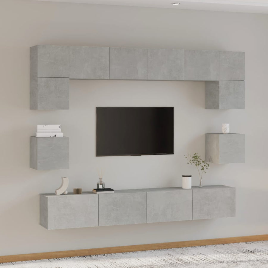 -Delige Tv-Meubelset Bewerkt Hout 100 x 30 x 30 cm Betongrijs