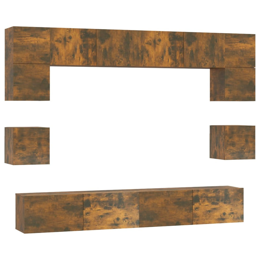 8-Delige Tv-Meubelset Bewerkt Hout Kleurig 100 cm