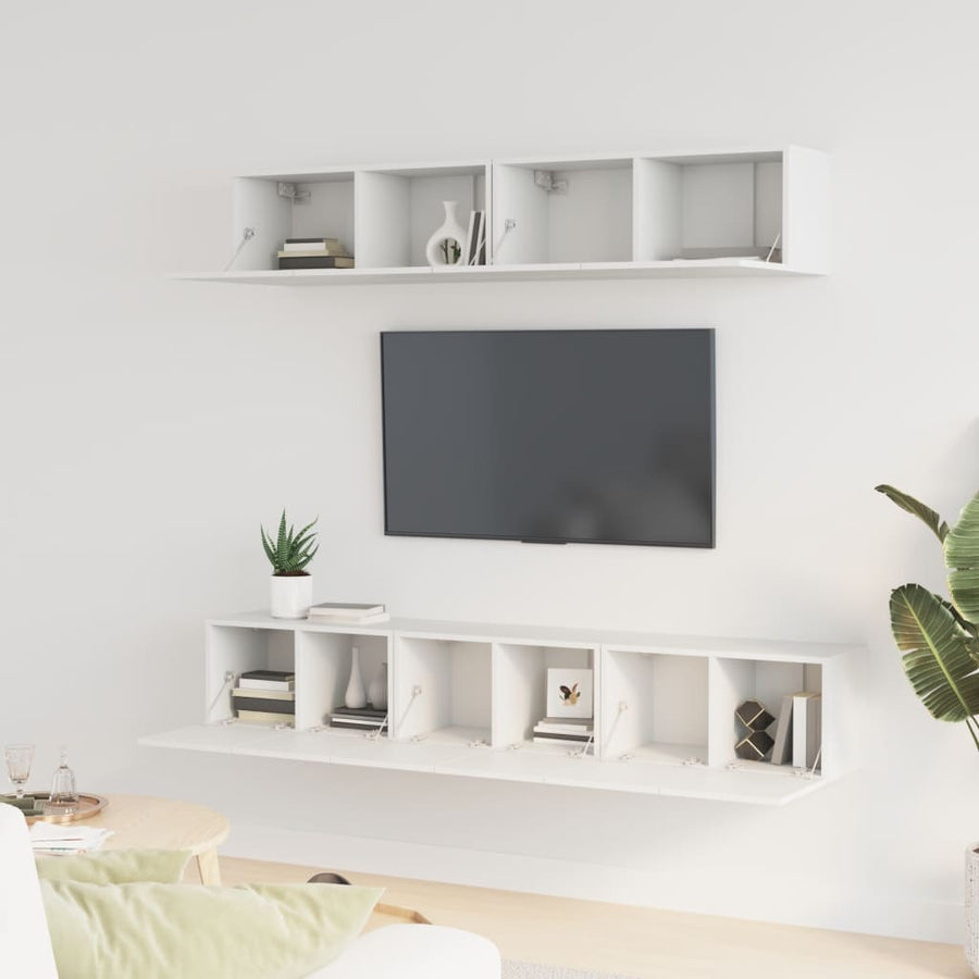 -Delige Tv-Meubelset Bewerkt Hout 80 x 30 x 30 cm Wit