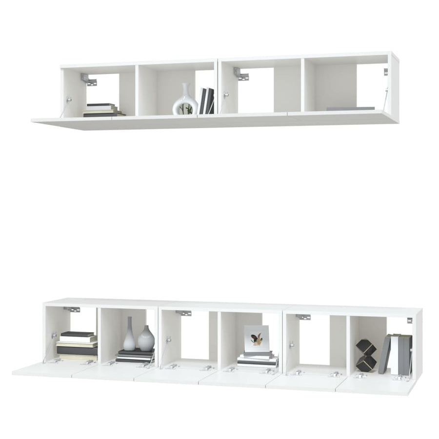 -Delige Tv-Meubelset Bewerkt Hout 80 x 30 x 30 cm Wit