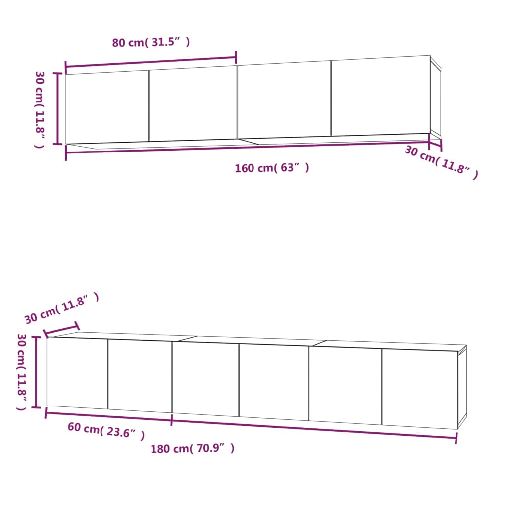 -Delige Tv-Meubelset Bewerkt Hout 80 x 30 x 30 cm Wit