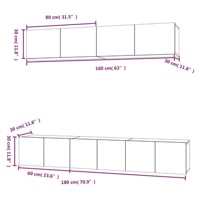 -Delige Tv-Meubelset Bewerkt Hout 80 x 30 x 30 cm Wit