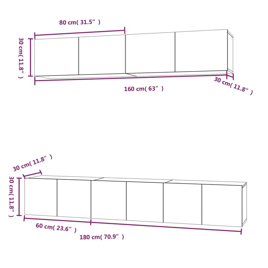 -Delige Tv-Meubelset Bewerkt Hout 80 x 30 x 30 cm Wit