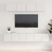 Tv-meubelset 5-delig bewerkt hout wit wandmontage