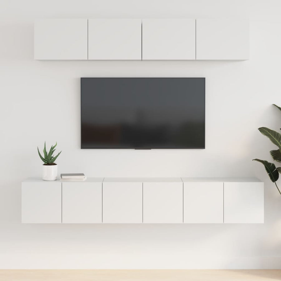 -Delige Tv-Meubelset Bewerkt Hout 80 x 30 x 30 cm Wit