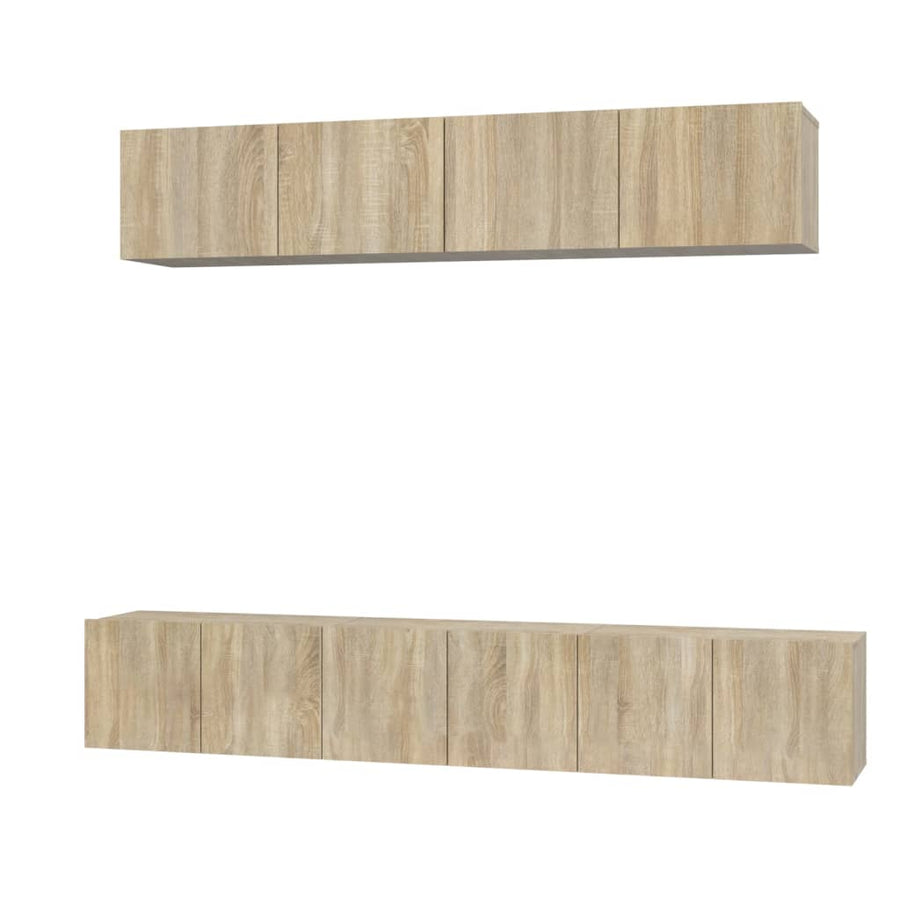 -Delige Tv-Meubelset Bewerkt Hout Kleurig 80 x 30 x 30 cm Sonoma eiken