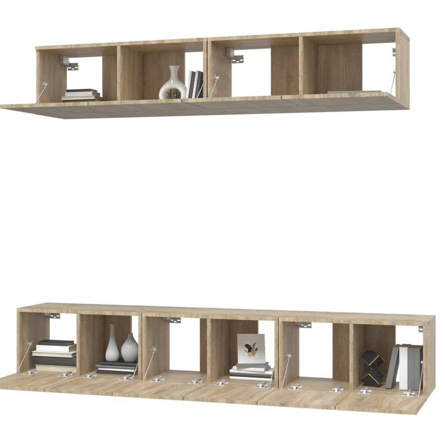 -Delige Tv-Meubelset Bewerkt Hout Kleurig 80 x 30 x 30 cm Sonoma eiken