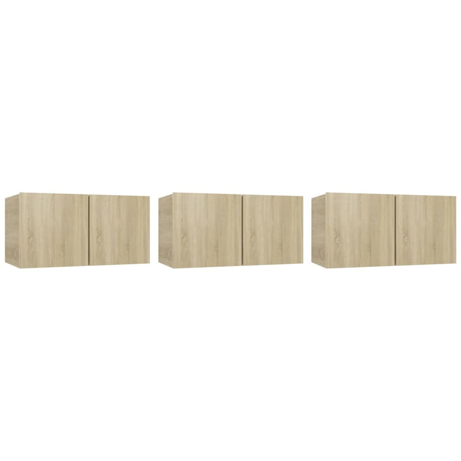 -Delige Tv-Meubelset Bewerkt Hout Kleurig 80 x 30 x 30 cm Sonoma eiken