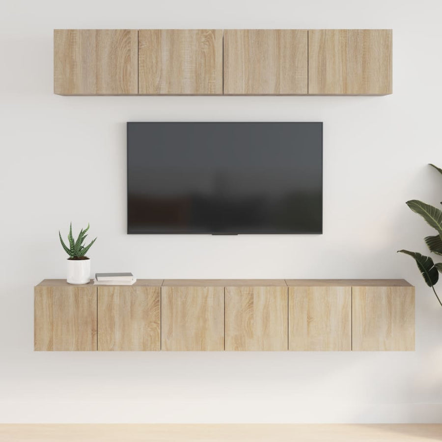 -Delige Tv-Meubelset Bewerkt Hout Kleurig 80 x 30 x 30 cm Sonoma eiken