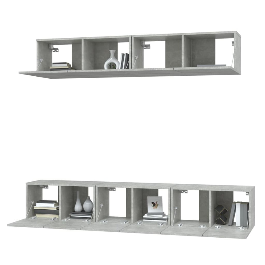 -Delige Tv-Meubelset Bewerkt Hout 80 x 30 x 30 cm Betongrijs