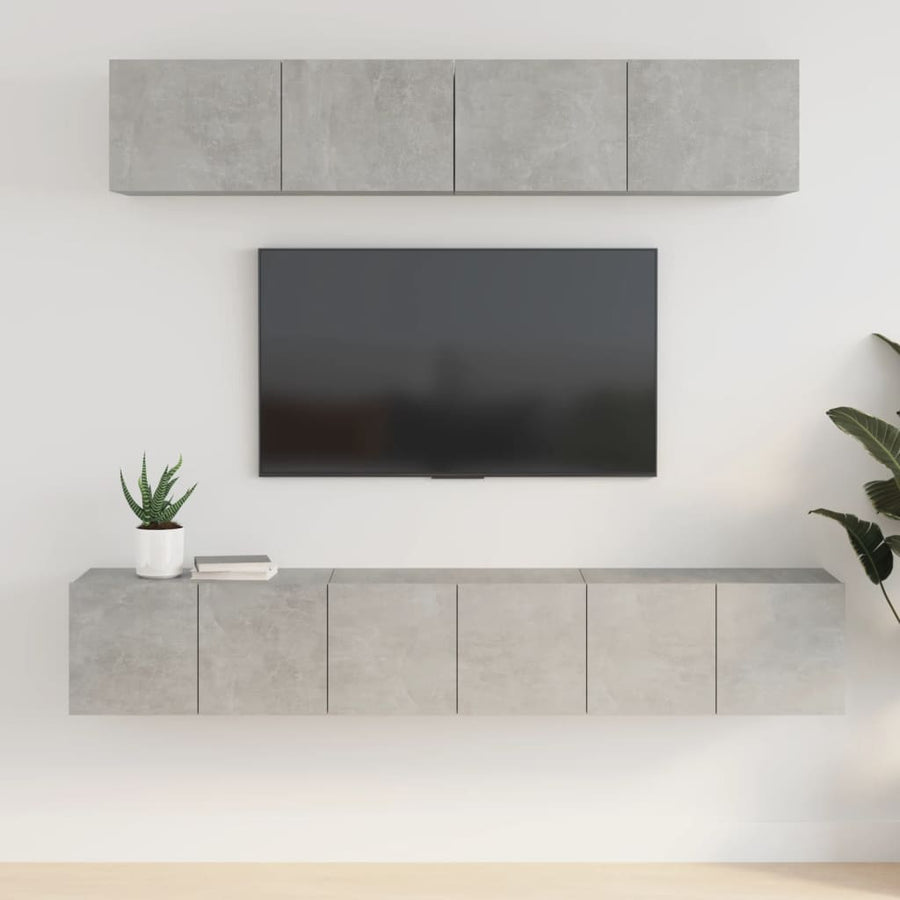 -Delige Tv-Meubelset Bewerkt Hout 80 x 30 x 30 cm Betongrijs